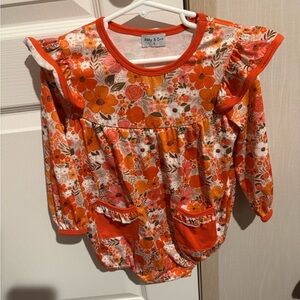 NWT Abby & Evie Fall Floral Ruffle Bubble Romper